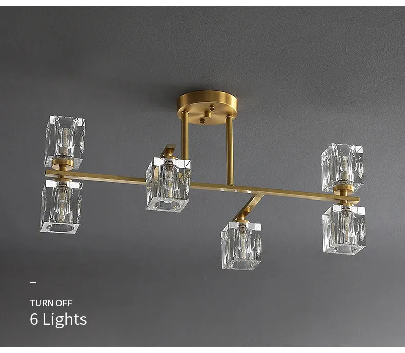 Cube Design Modern Luxurious Lustre Chandelier Gold Hanging Light
