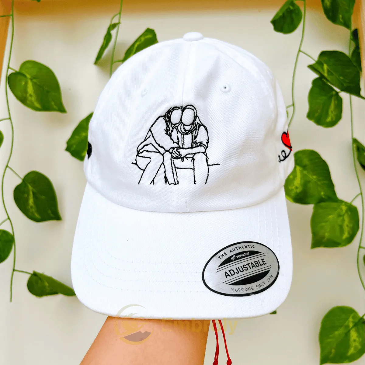 Custom Matching Couple Dad Hat Embroidery From Photo, Personalized With Name On Side