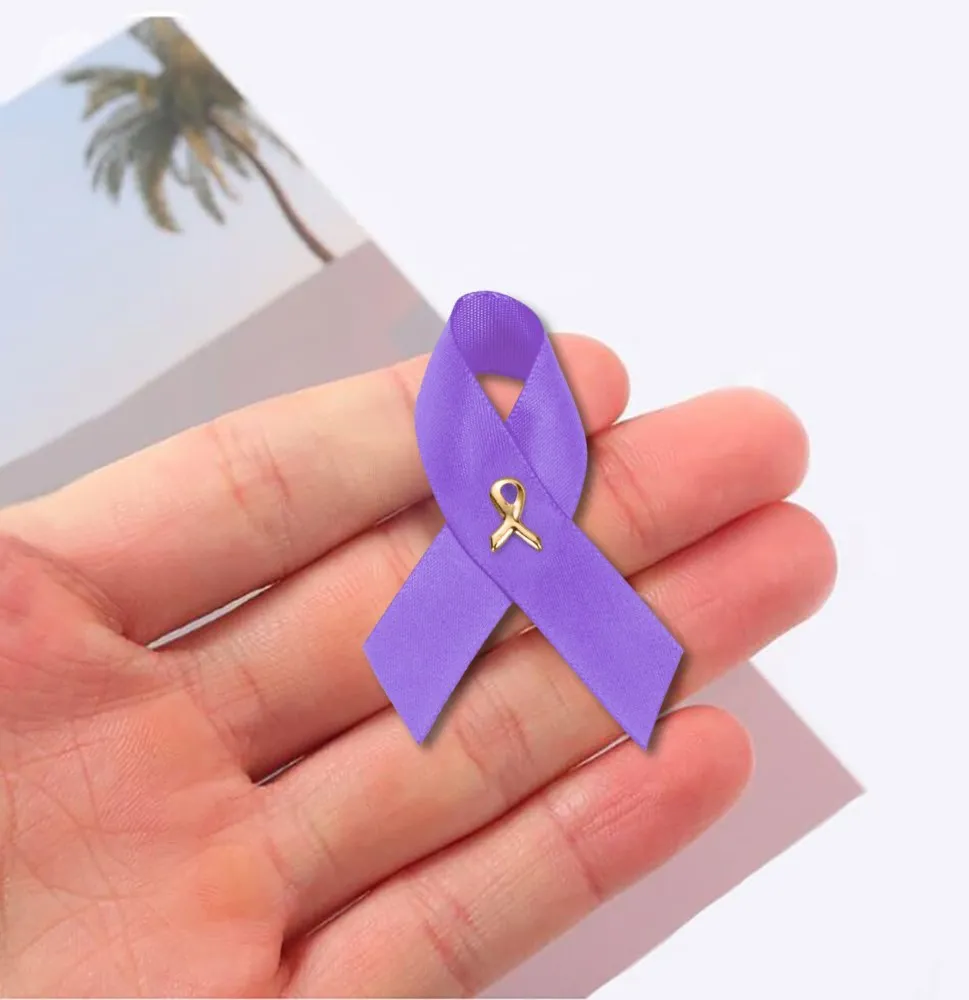 Cystic Fibrosis Awareness Purple Satin Ribbon Pins