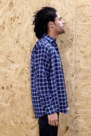 Dark Blue Chequered Flannel Shirt
