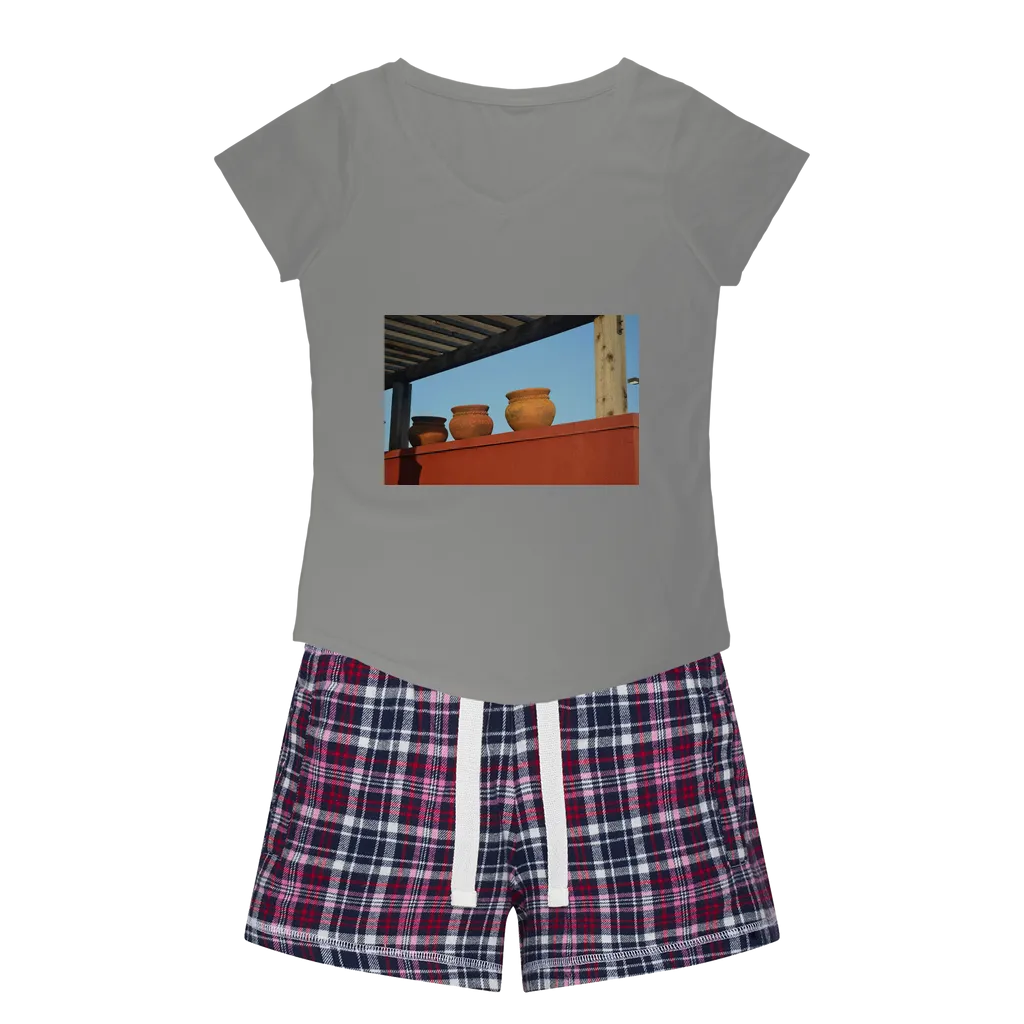 DecorativeVases Women's Sleepy Tee and Flannel Short