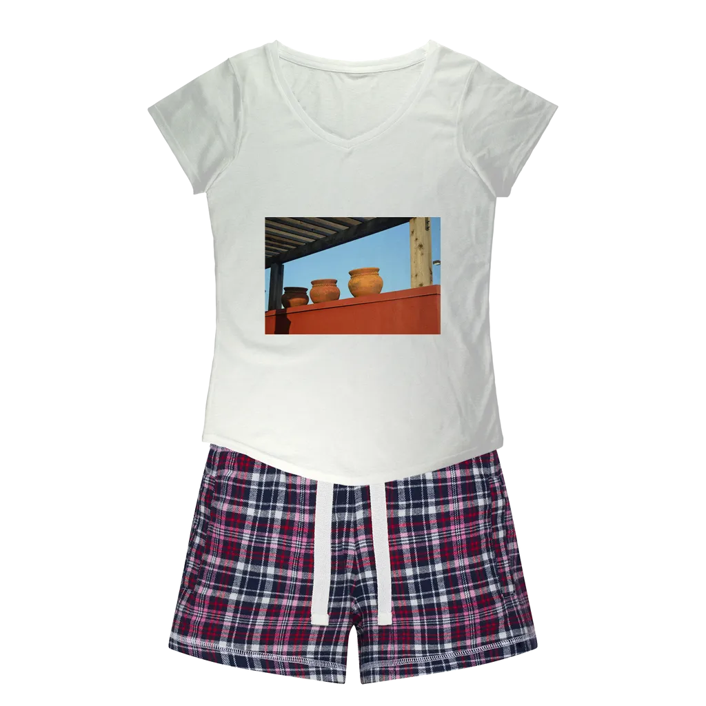 DecorativeVases Women's Sleepy Tee and Flannel Short