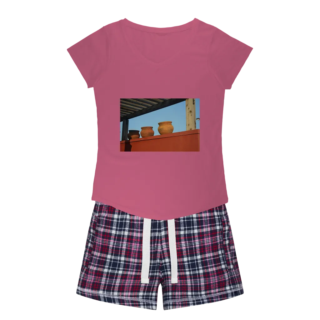 DecorativeVases Women's Sleepy Tee and Flannel Short