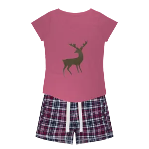 Deer Women's Sleepy Tee and Flannel Short