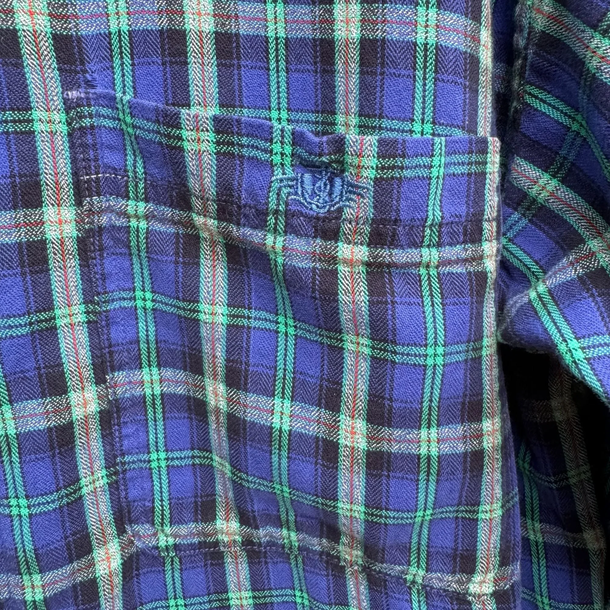Dockers Mens Long Sleeve Blue Green Plaid Flannel Outdoor Grunge Button Shirt M