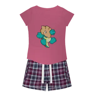 Dogat Women's Sleepy Tee and Flannel Short