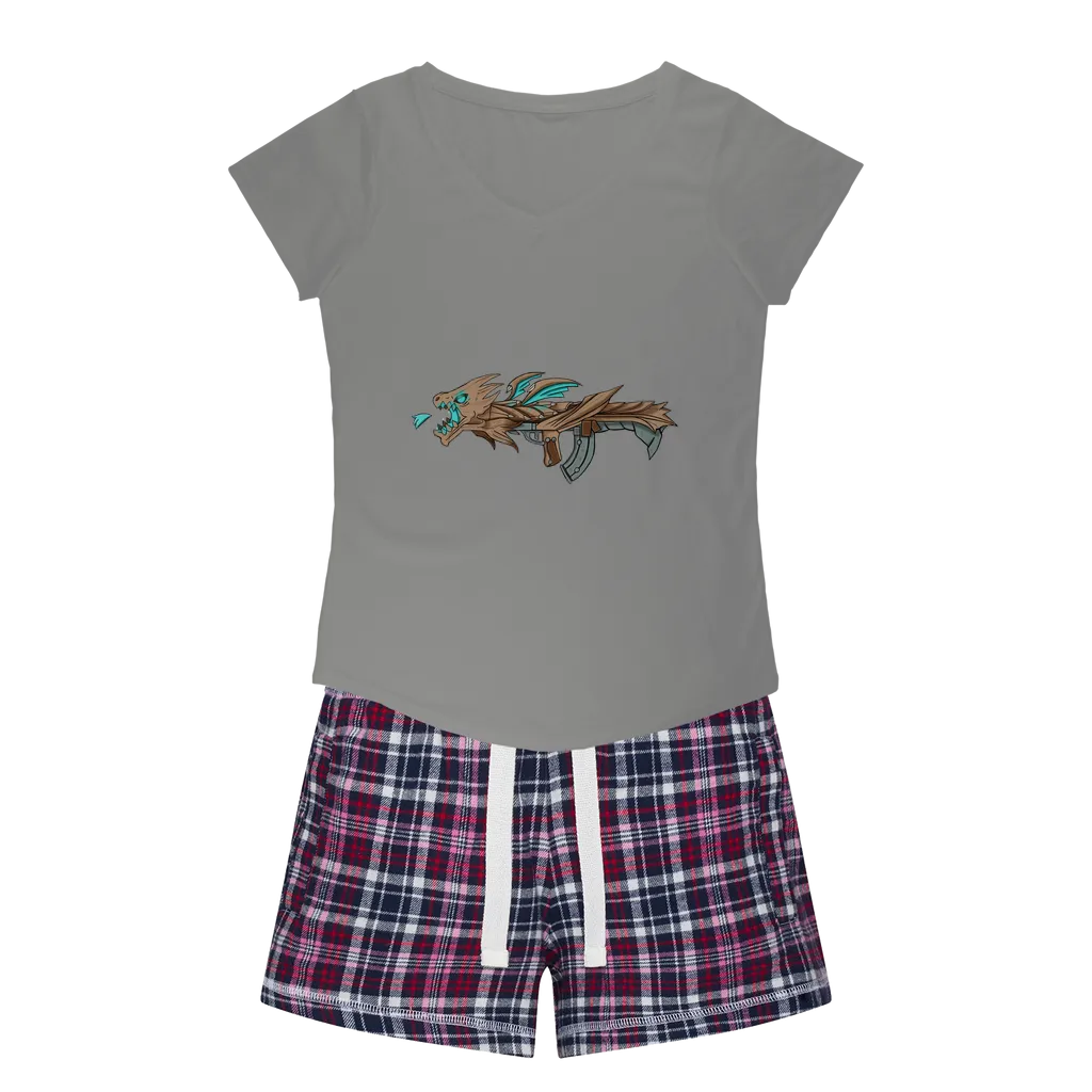 Dragon Gun Women's Sleepy Tee and Flannel Short