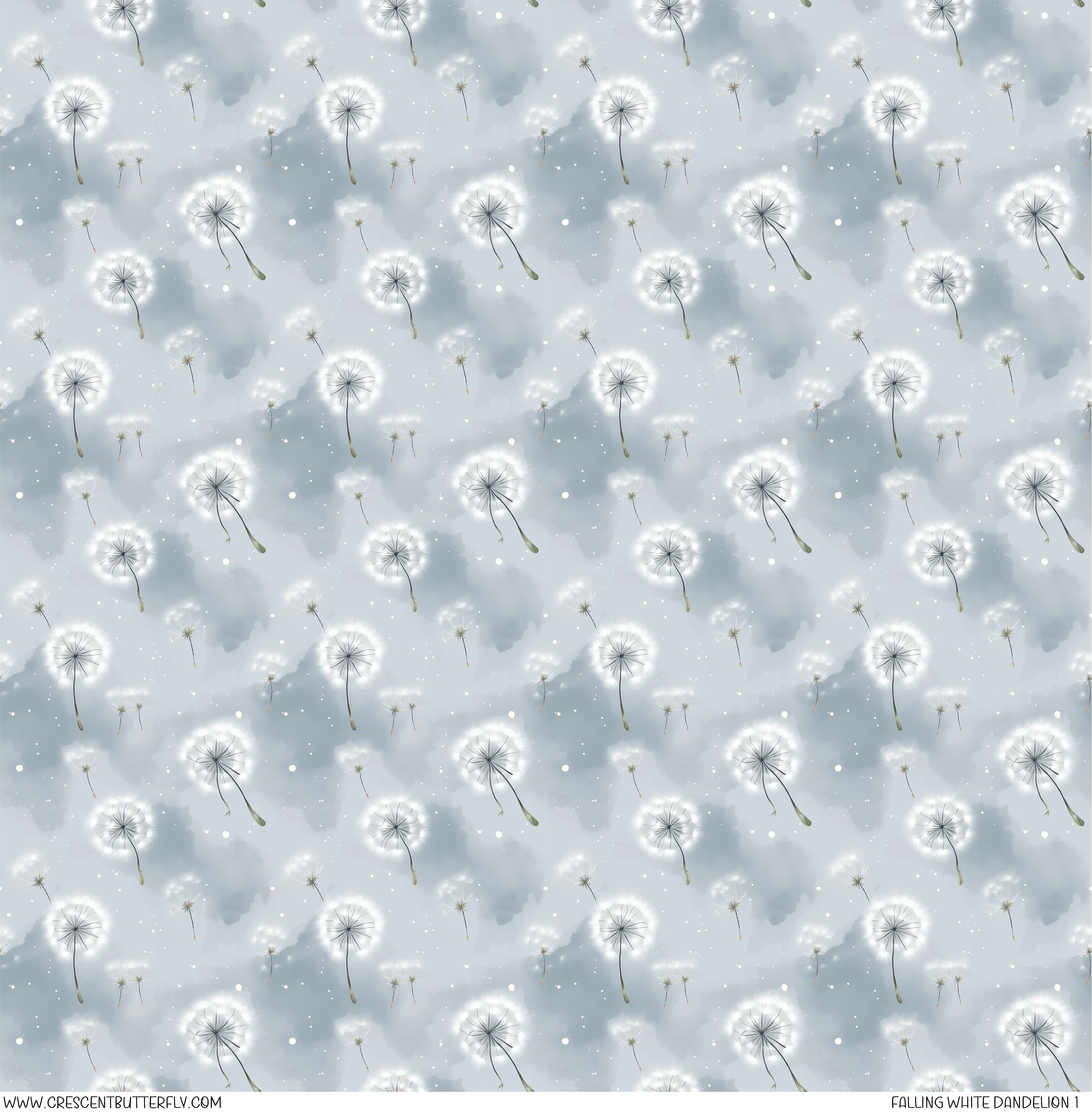 Falling White Dandelion 1 Pattern Vinyl Sheet/Wrap