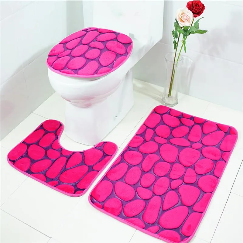 Flannel 3-Piece Bathroom Rug Set