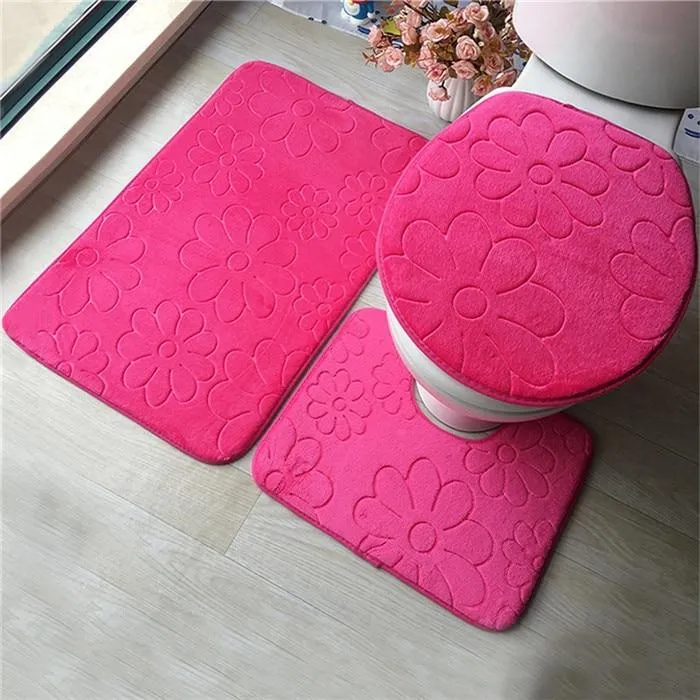 Flannel 3-Piece Bathroom Rug Set