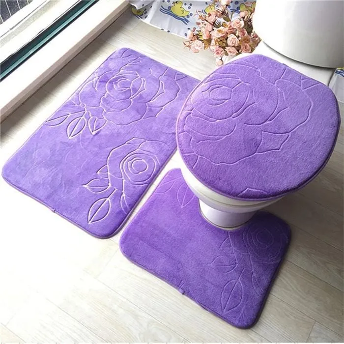 Flannel 3-Piece Bathroom Rug Set