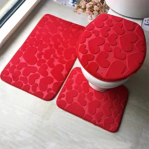Flannel 3-Piece Bathroom Rug Set