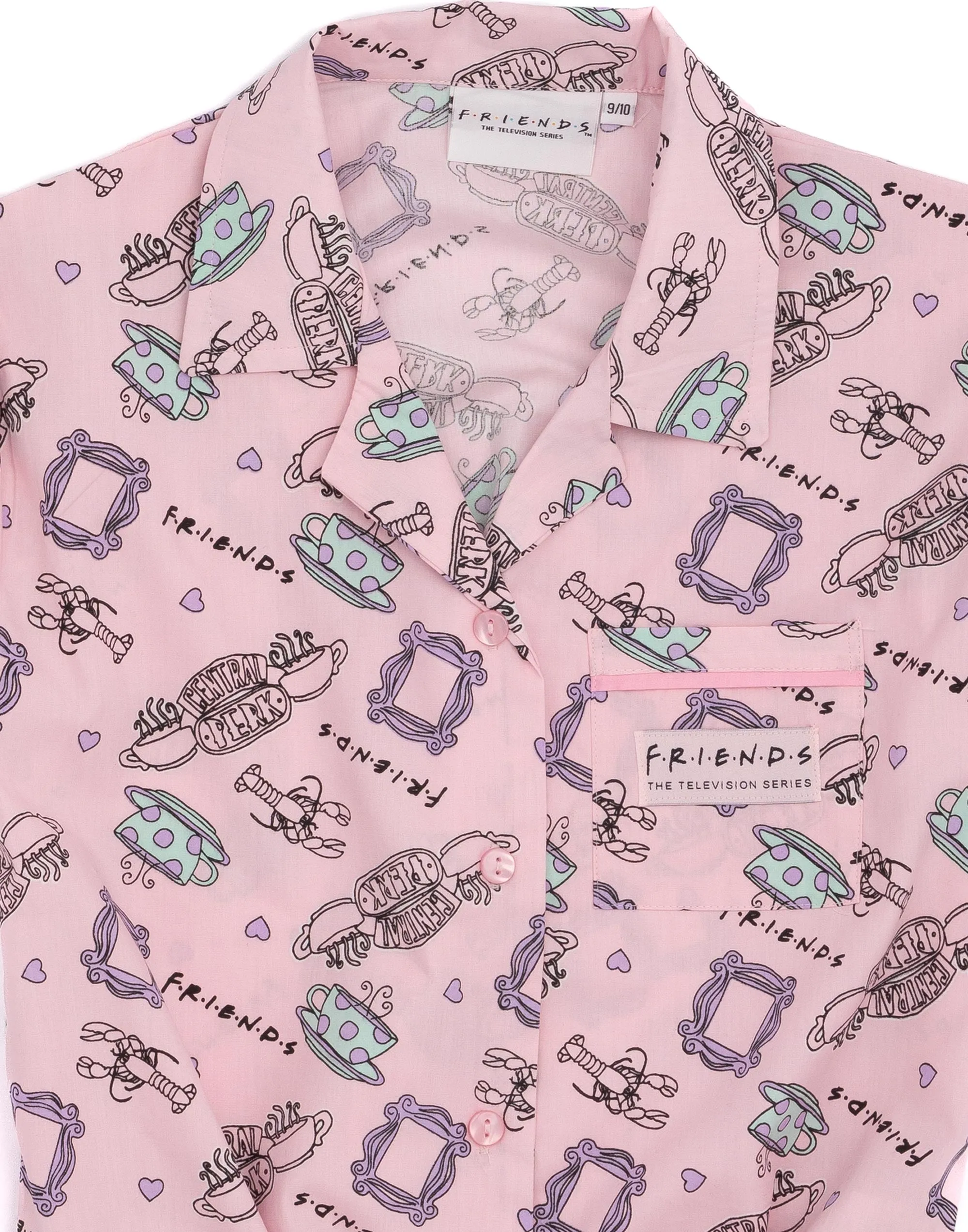 Friends Girls Pink Short Sleeve Pyjama Set
