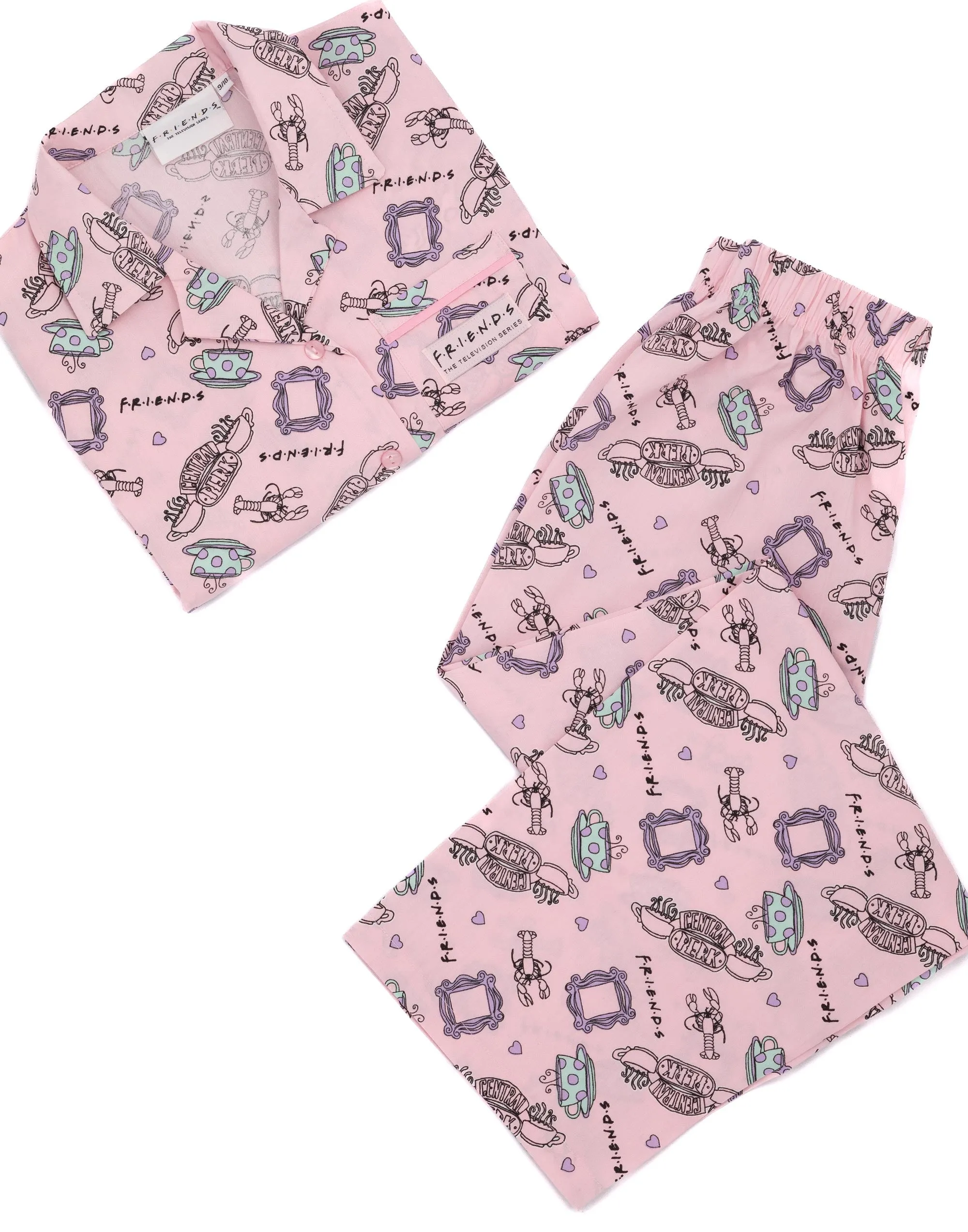 Friends Girls Pink Short Sleeve Pyjama Set
