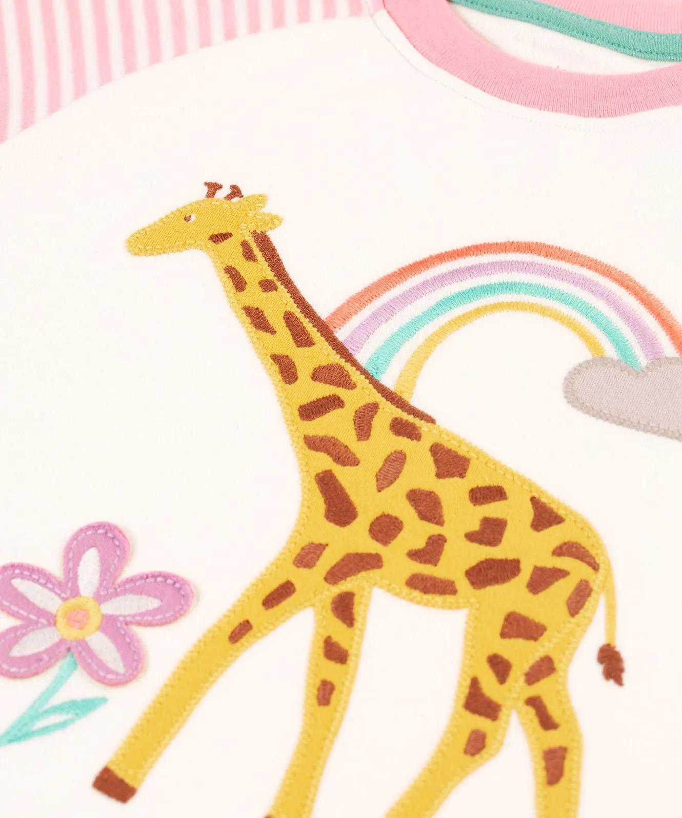 Frugi Jamie Jim Jams - White Giraffes/Cosmos Stripe