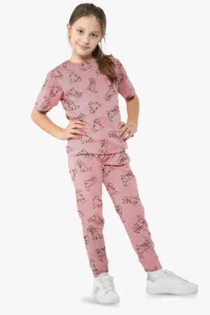 Girls T-shirt and Trouser (Powder Pink)