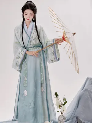 Han Dynasty Hanfu, Straight Hem Robe, Serene Clouds 云梦
