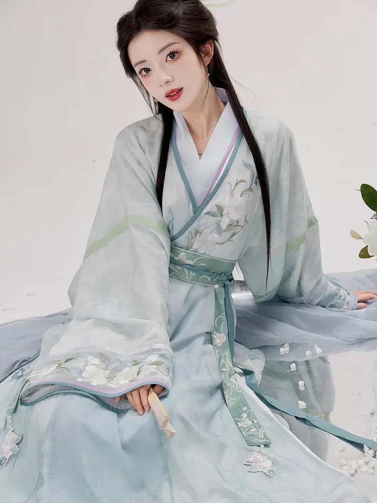 Han Dynasty Hanfu, Straight Hem Robe, Serene Clouds 云梦