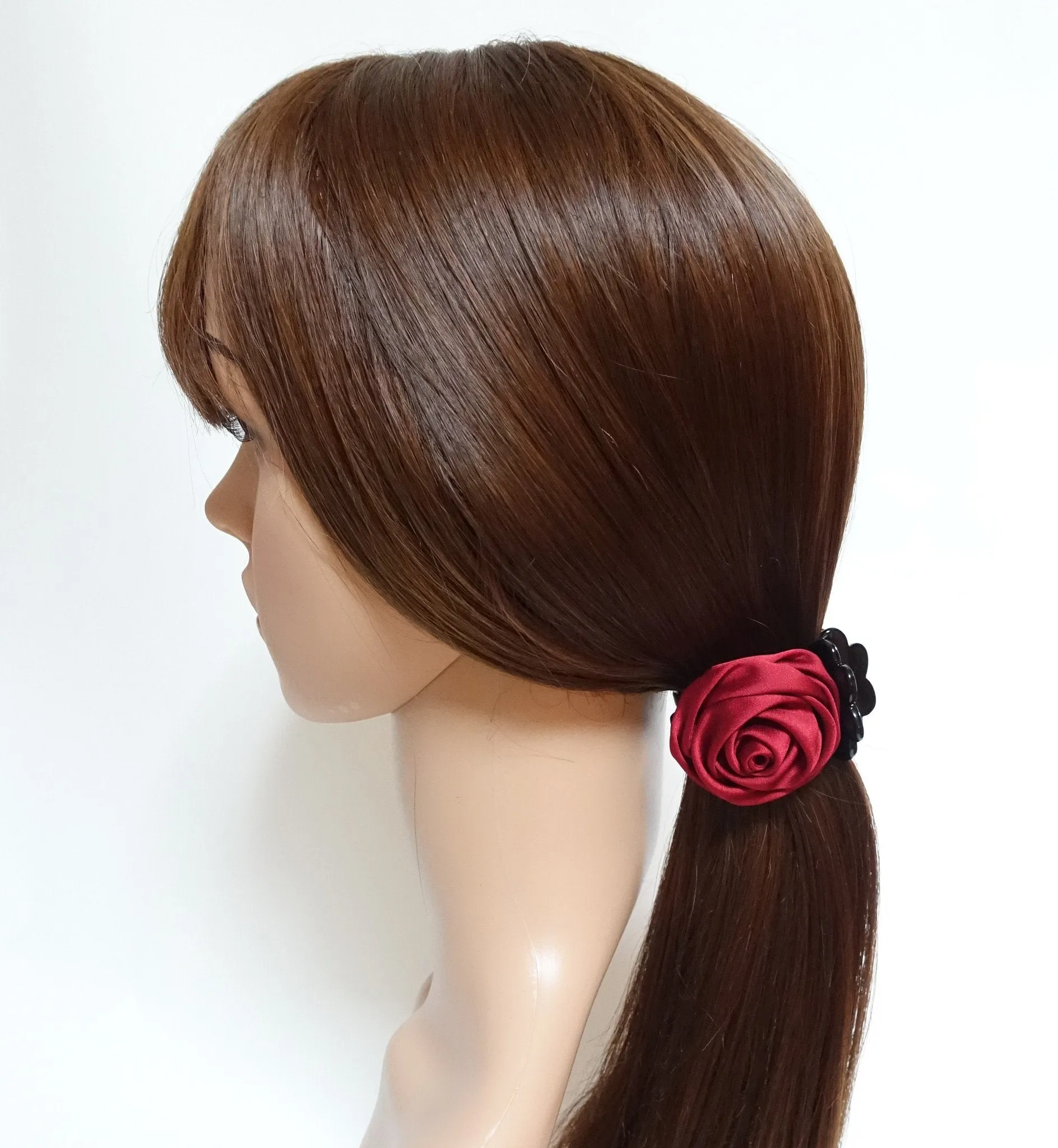 handmade satin mini rose jaw claw clip