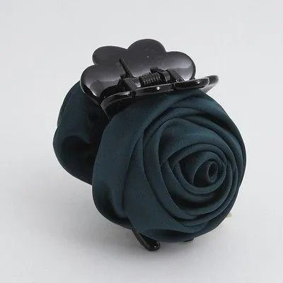 handmade satin mini rose jaw claw clip