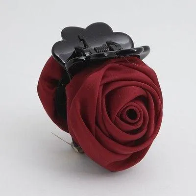 handmade satin mini rose jaw claw clip