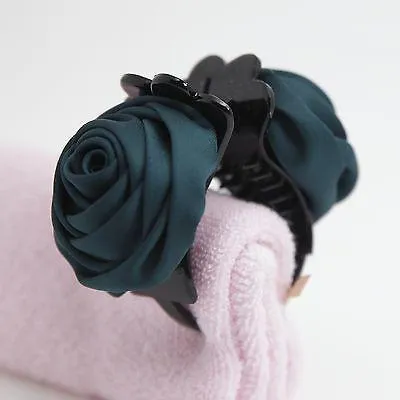 handmade satin mini rose jaw claw clip