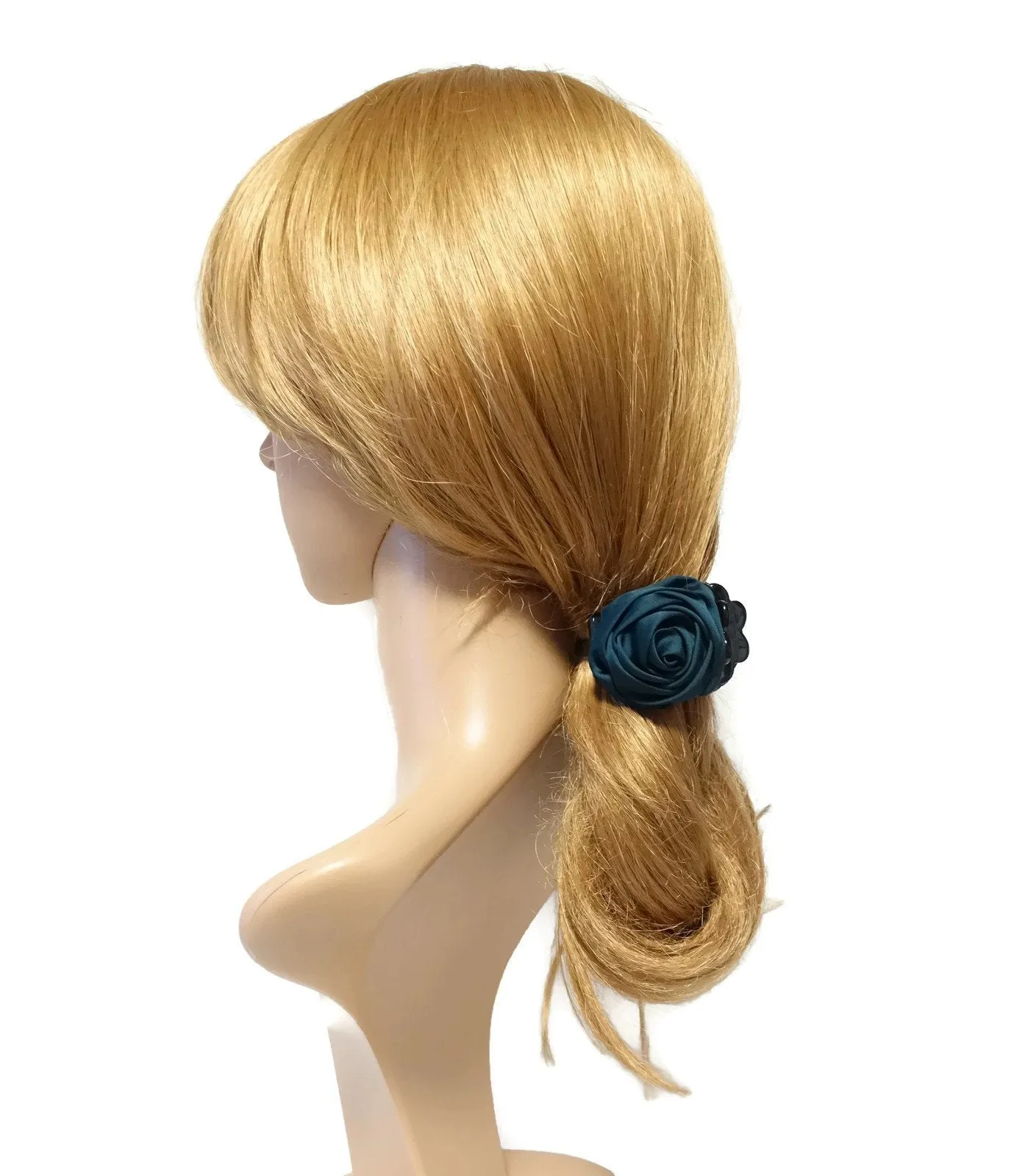 handmade satin mini rose jaw claw clip