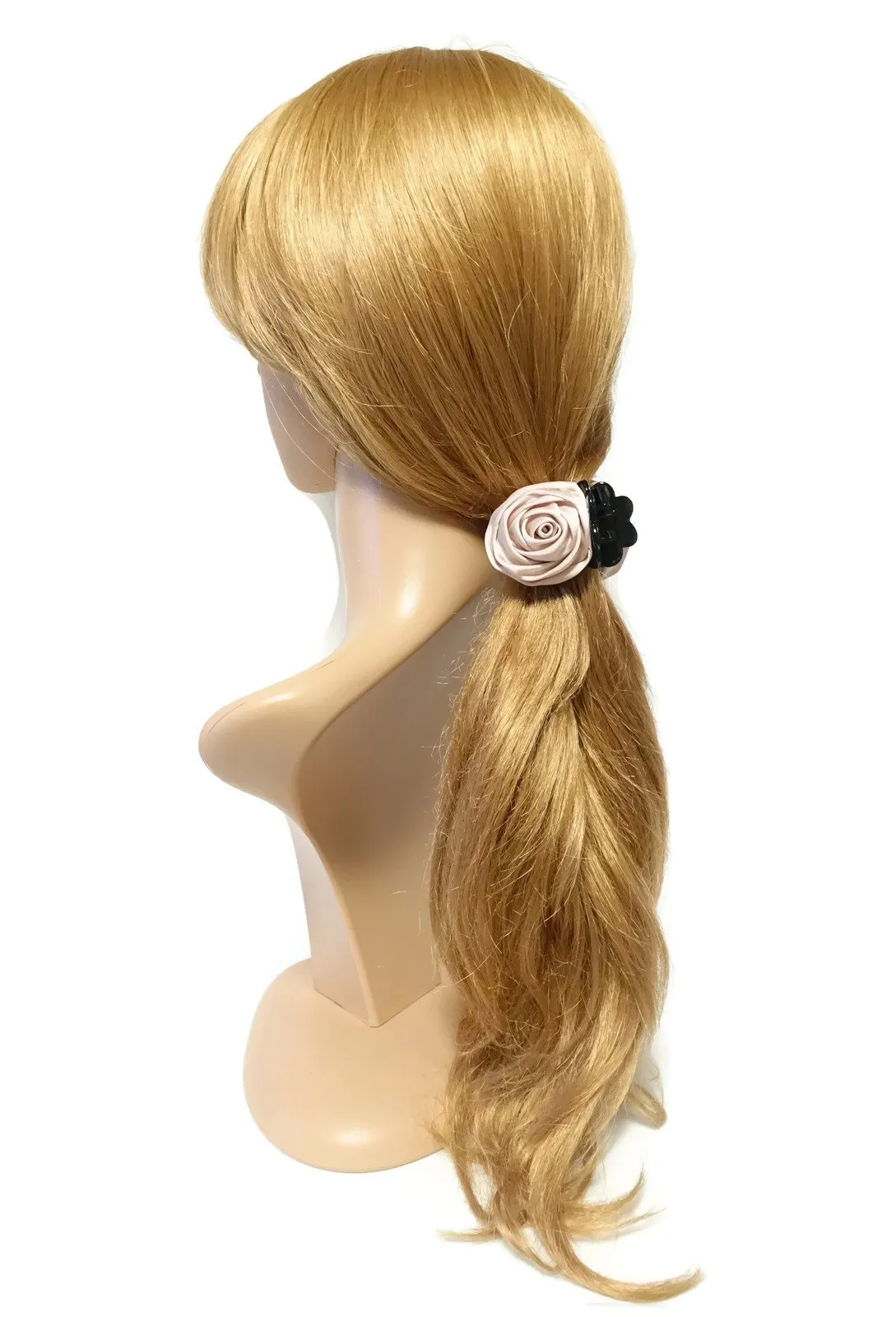 handmade satin mini rose jaw claw clip