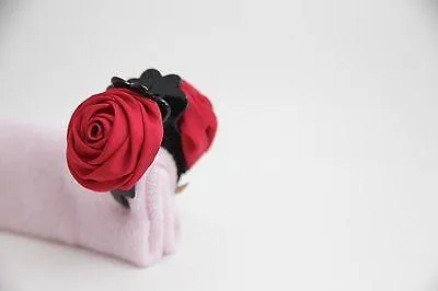 handmade satin mini rose jaw claw clip