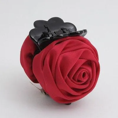 handmade satin mini rose jaw claw clip