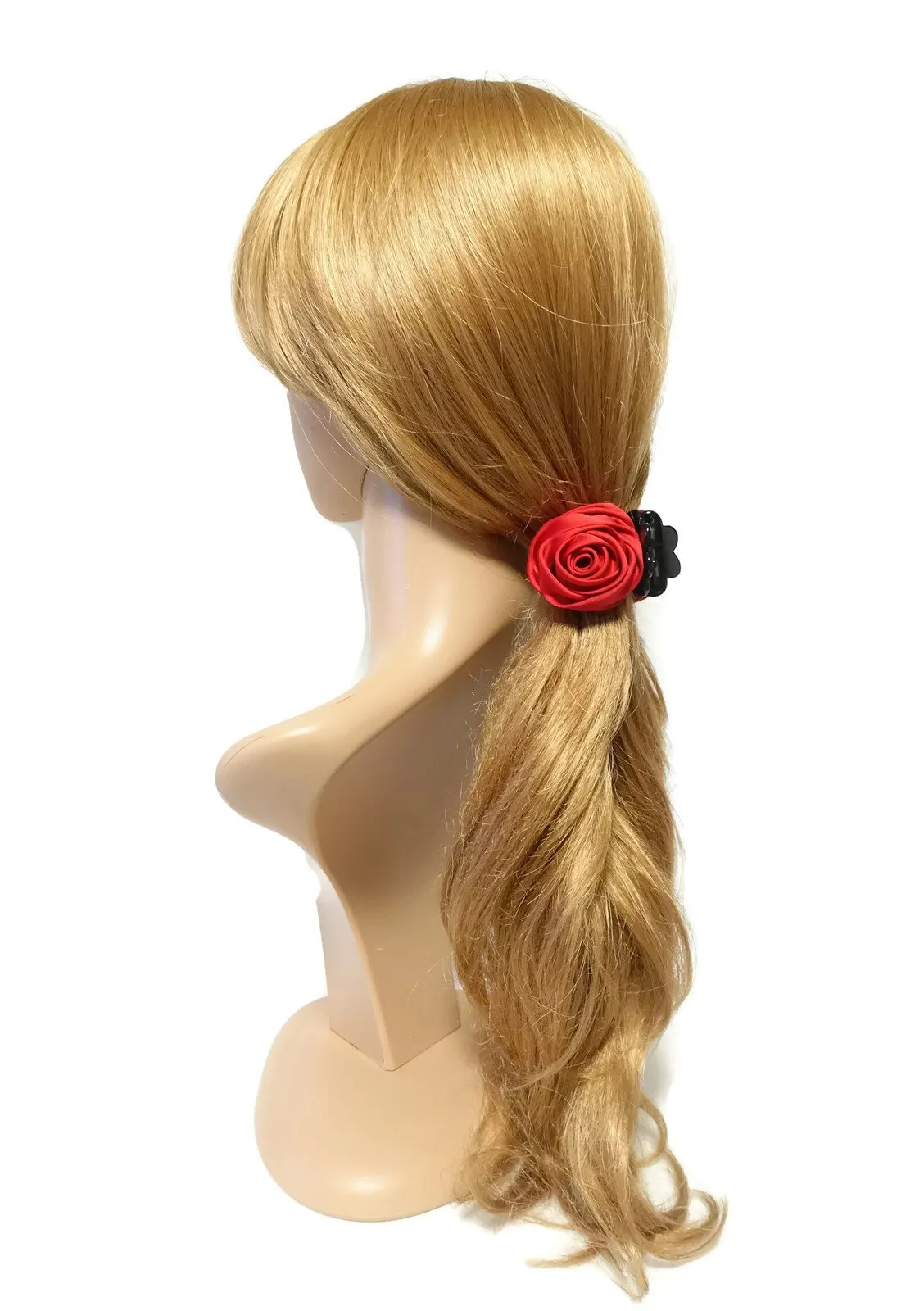 handmade satin mini rose jaw claw clip