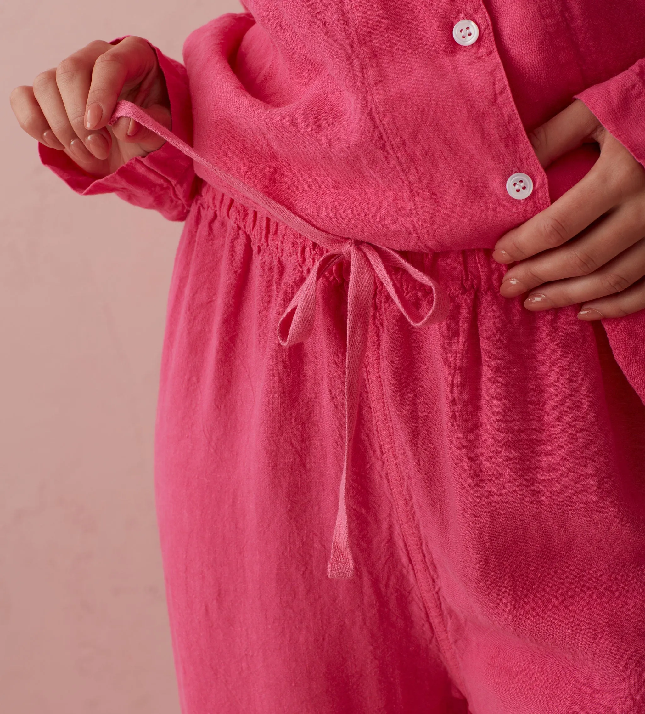 Hot Pink Tilly 100% Linen Pyjama Bottoms