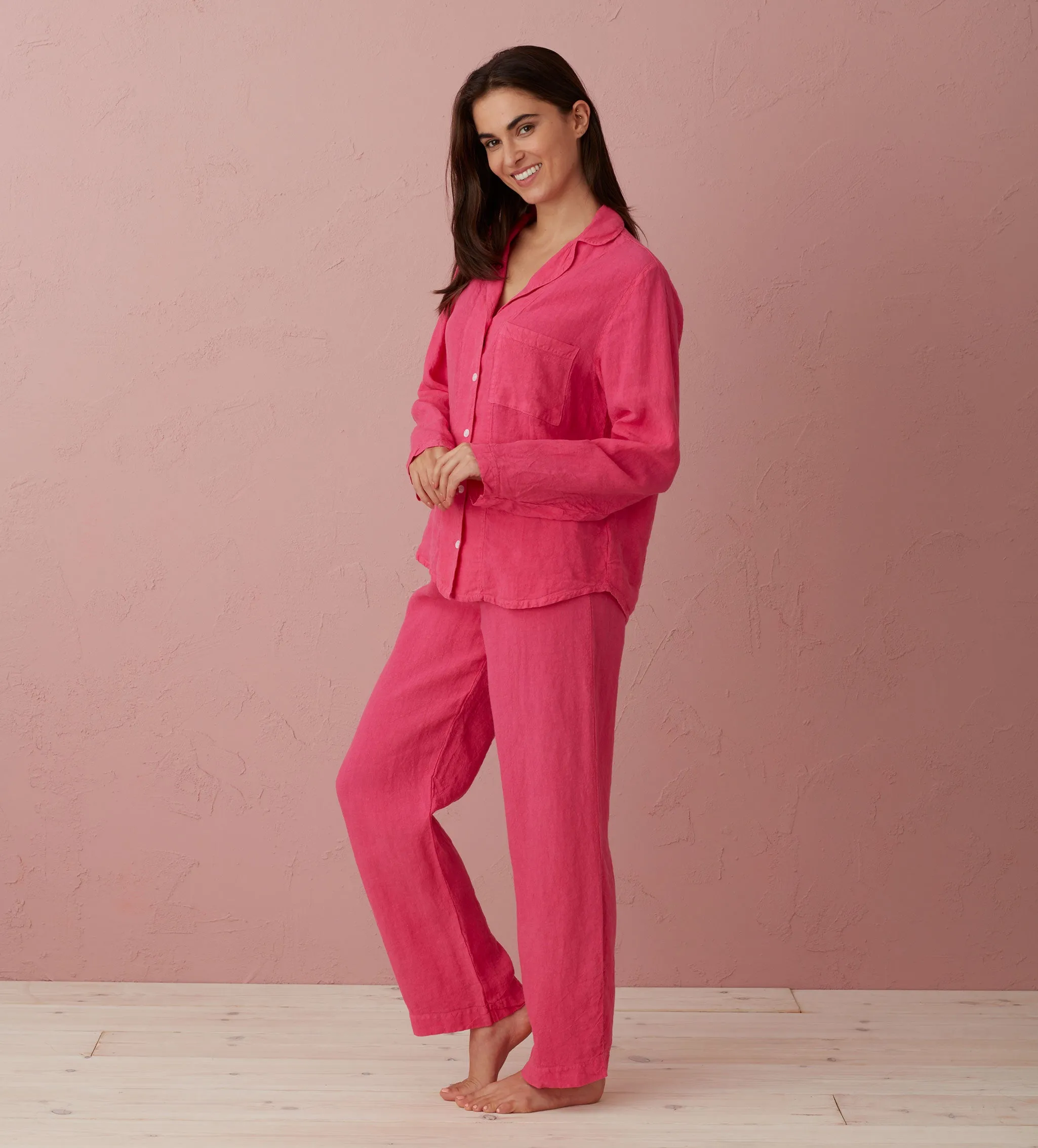 Hot Pink Tilly 100% Linen Pyjama Bottoms