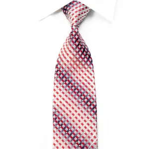 Indian Leaders Rhinestone Silk Necktie Burgundy Silver Geometric With Sparkles
