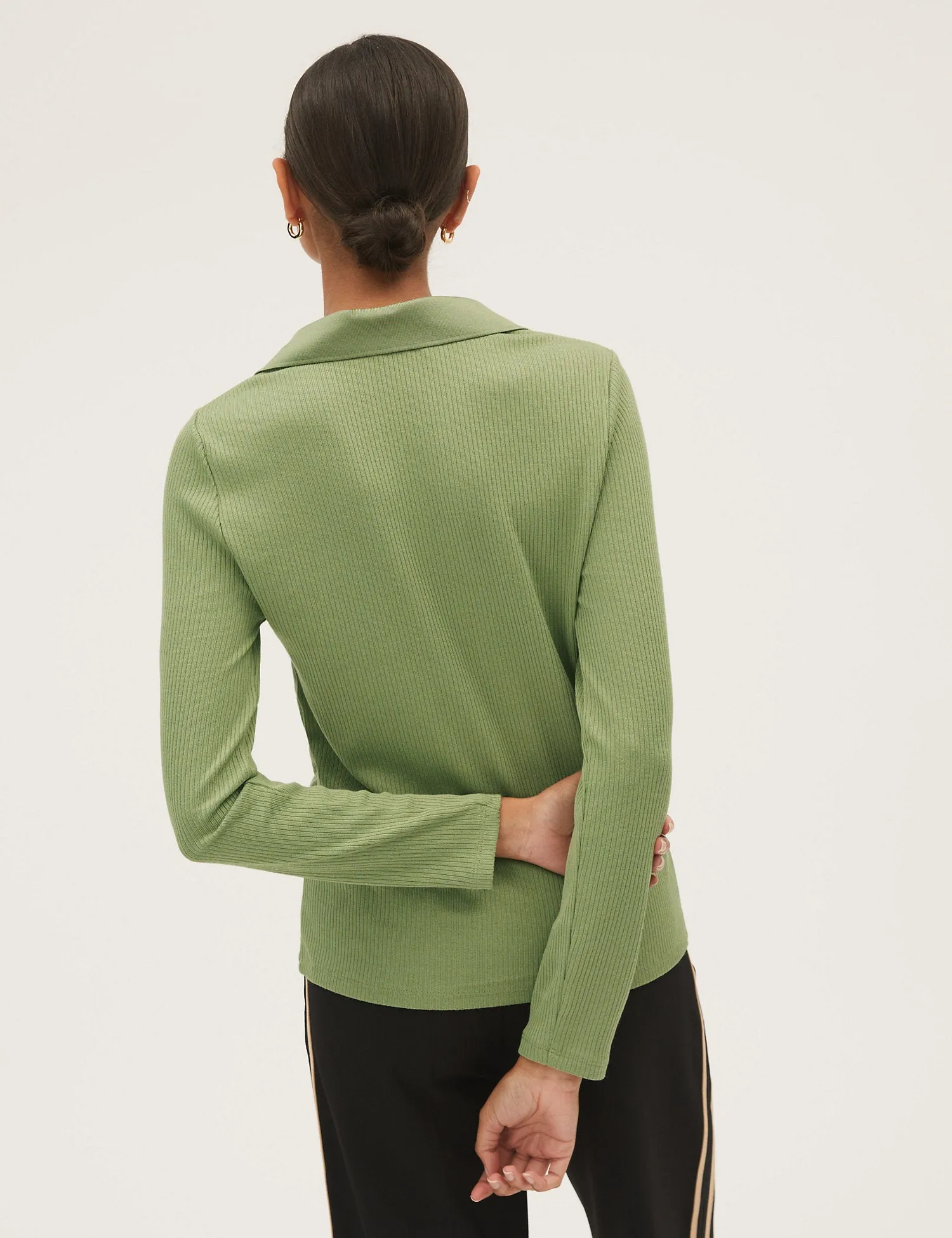 Jersey Ribbed Collared Regular Fit Top