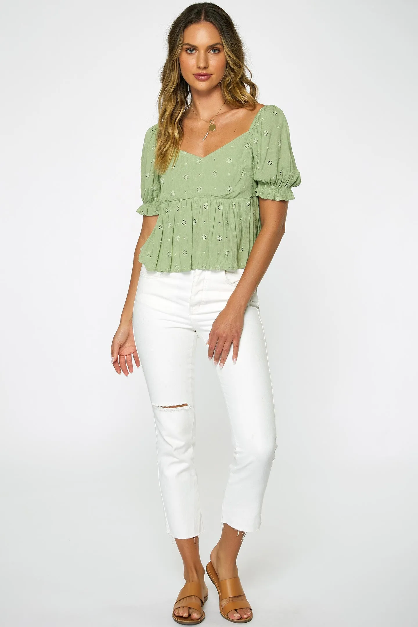LADIES ISABEL EYELET TOP