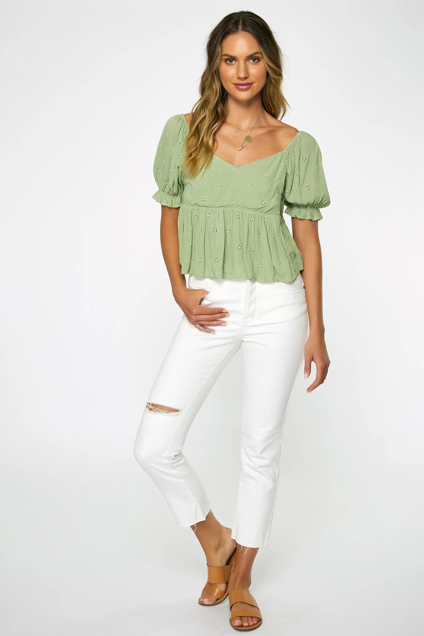 LADIES ISABEL EYELET TOP