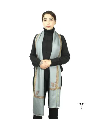 Light Blue Pashmina Shawl Wth Sozni Work 5778