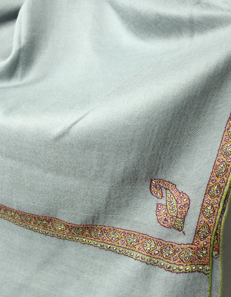Light Blue Pashmina Shawl Wth Sozni Work 5778