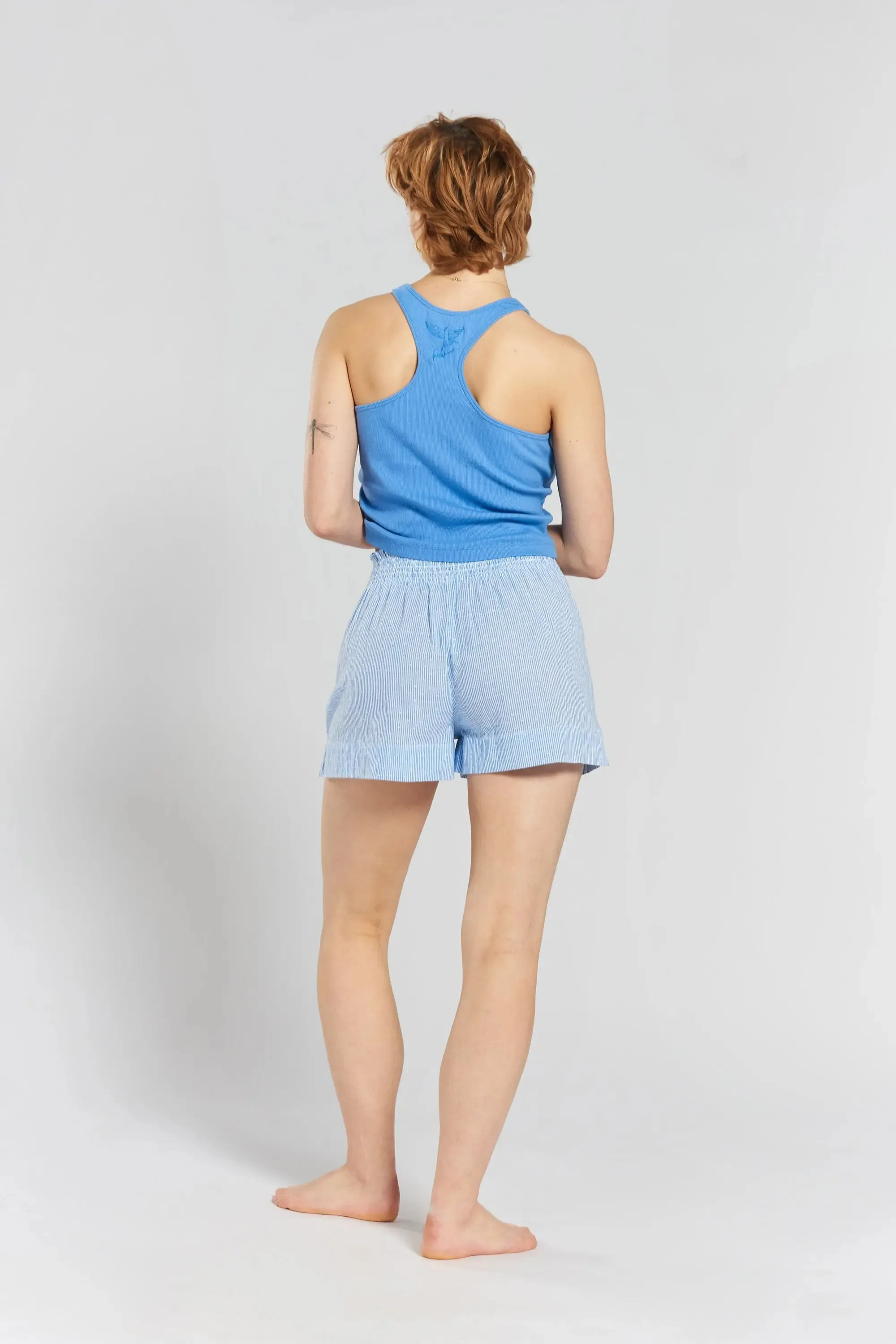 Lomandra Ethical-Cotton Pyjama Shorts - Mountain Blue