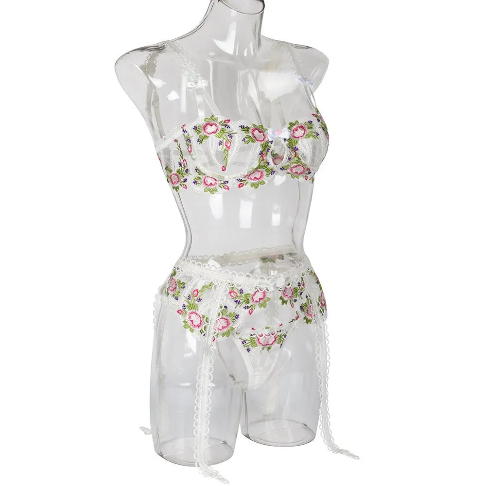 LoveMe Floral Embroidered Lingerie Set
