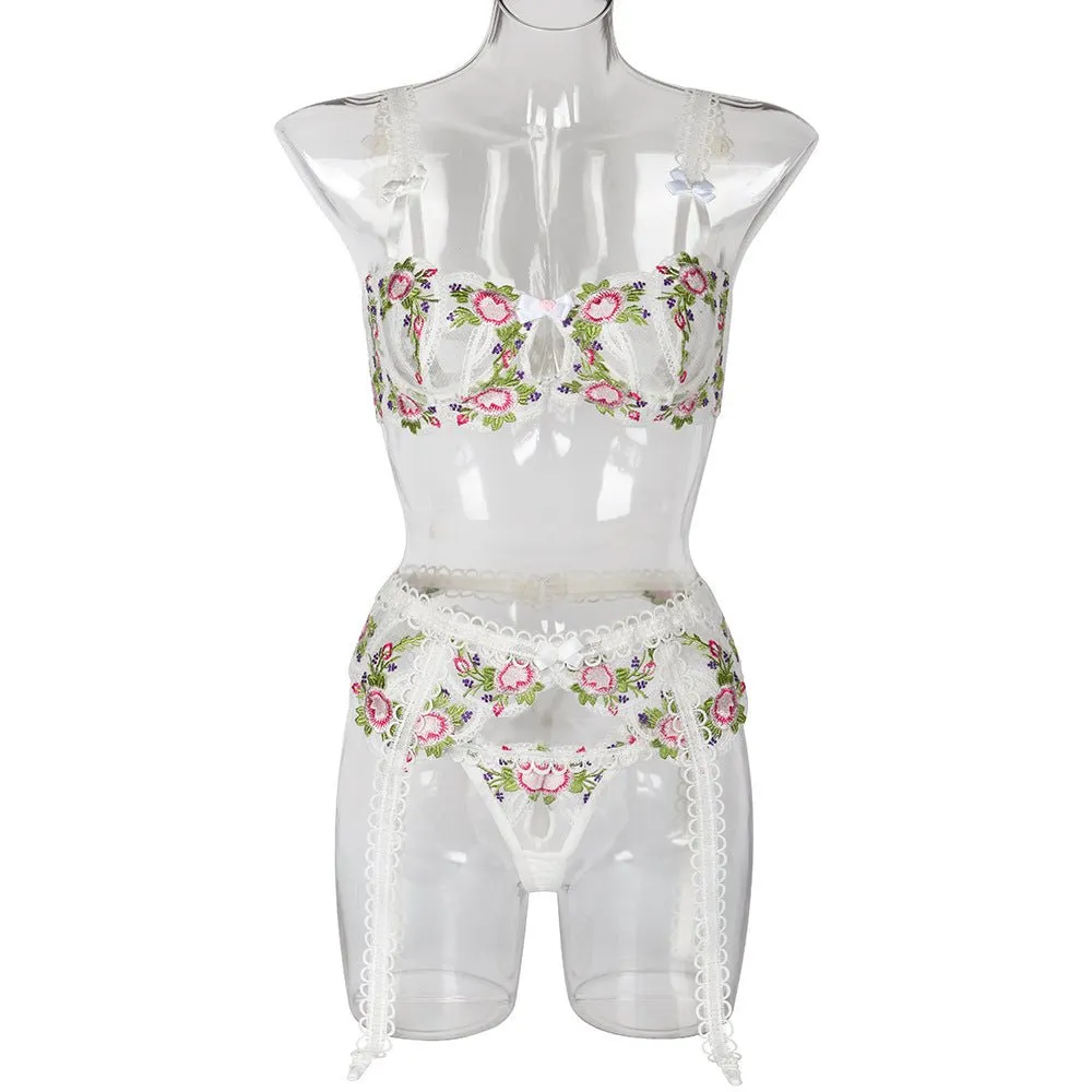 LoveMe Floral Embroidered Lingerie Set