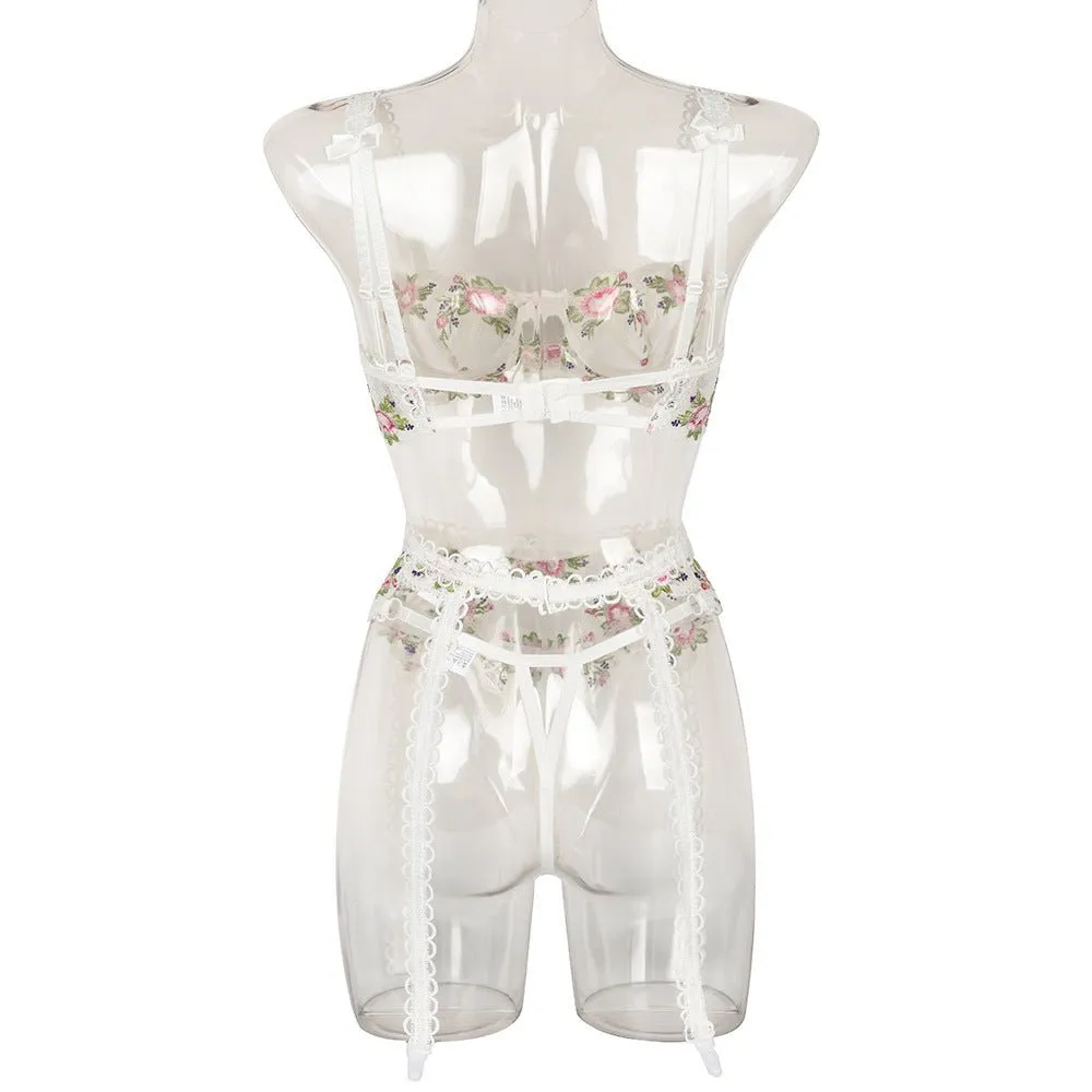 LoveMe Floral Embroidered Lingerie Set