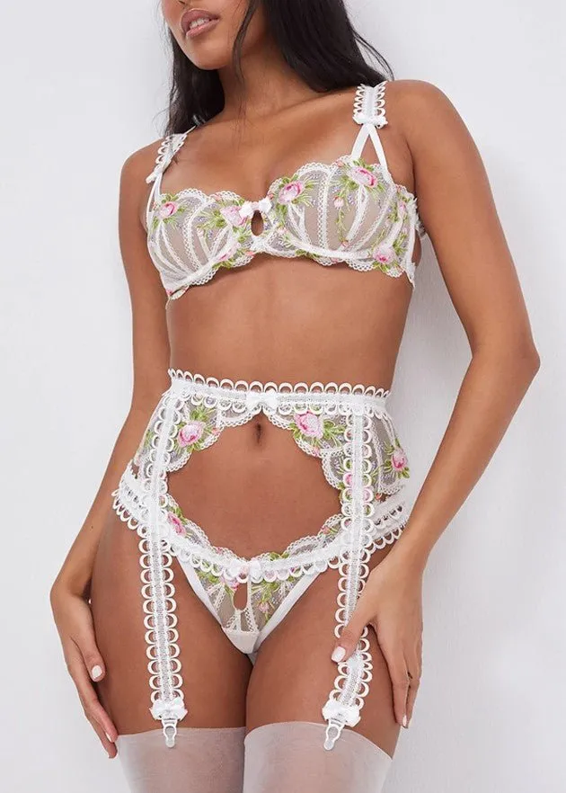 LoveMe Floral Embroidered Lingerie Set