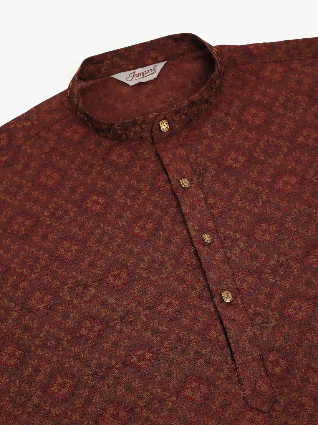 Men Maroon Floral Printed Kurta Only