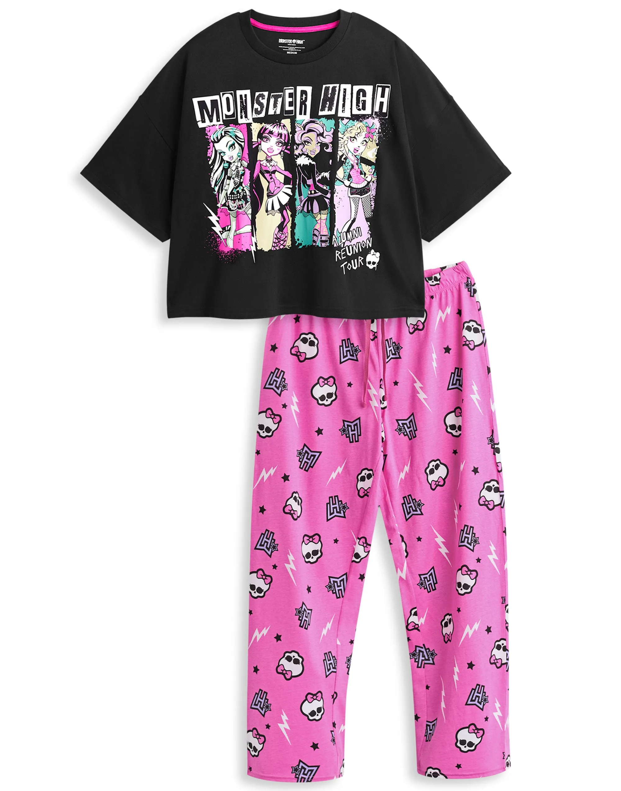 Monster High Womens Black & Pink Pyjamas