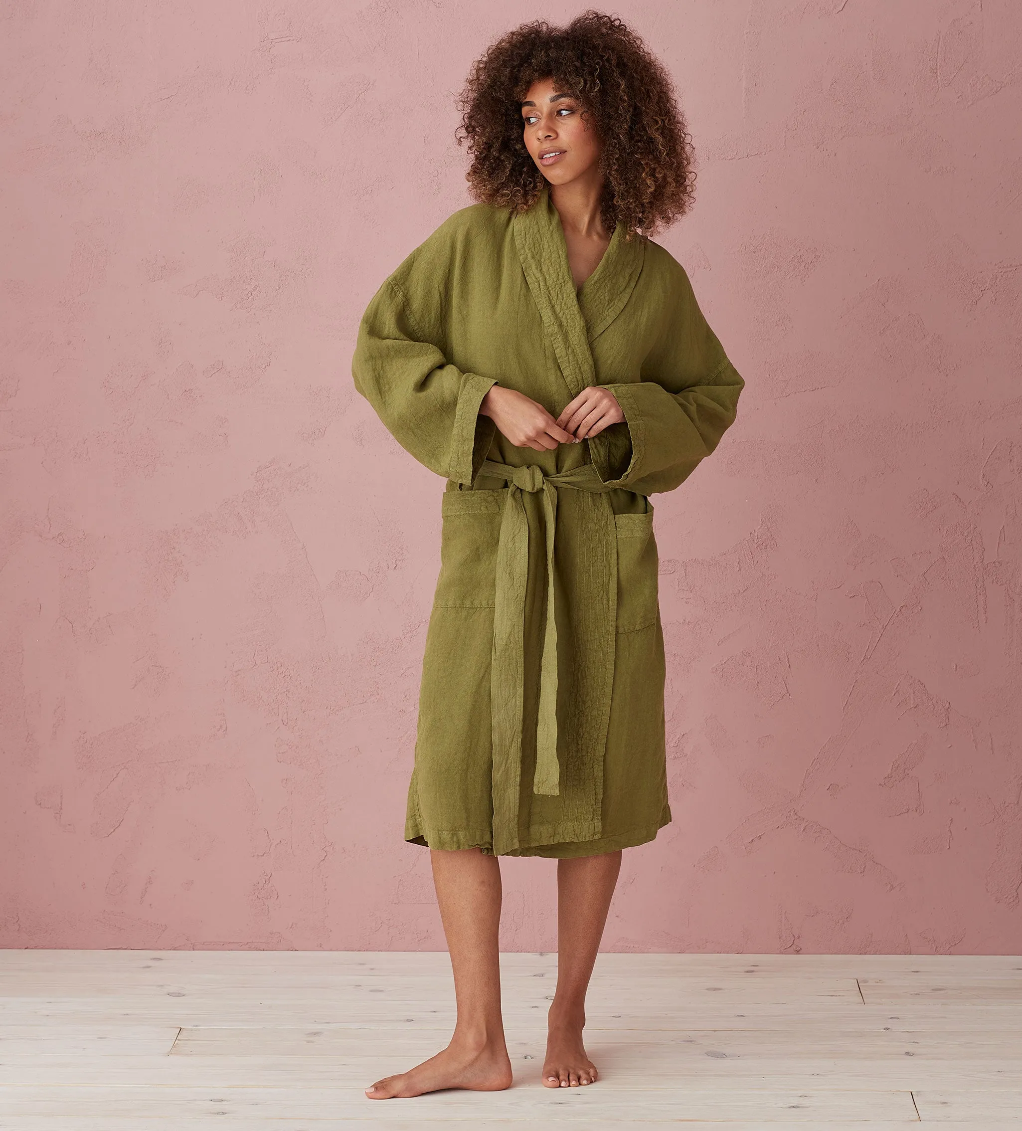 Moss Green 100% Linen Nightwear