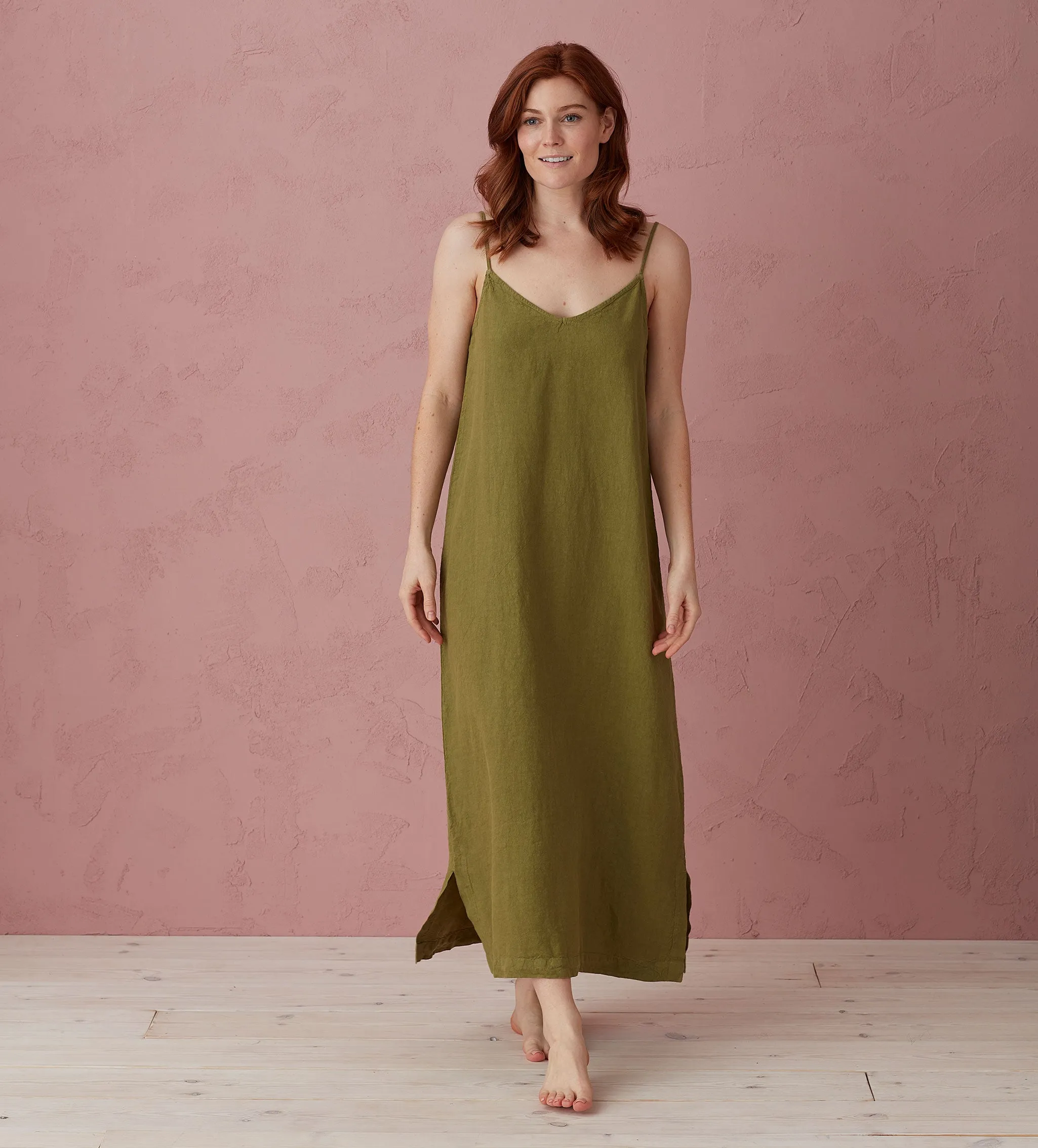 Moss Green 100% Linen Nightwear