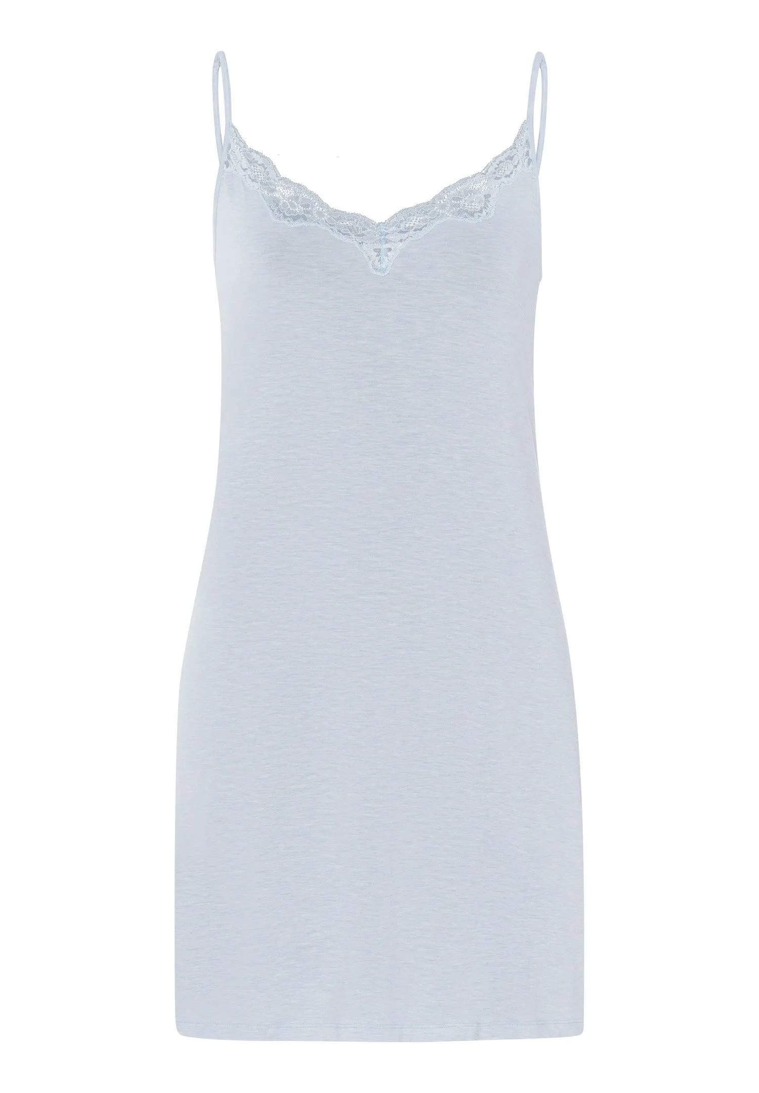 Natural Elegance Lace Trim V-Neck Chemise | Whispering Blue 74901-2503