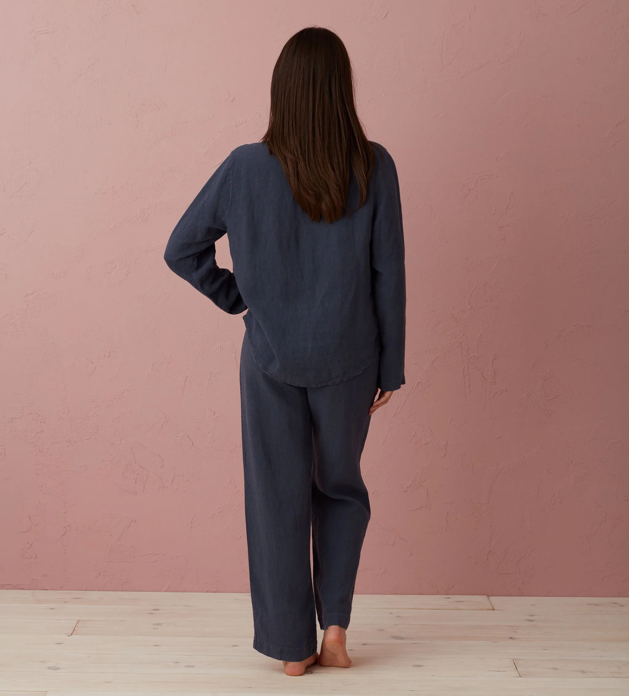 Navy 100% Linen Nightwear